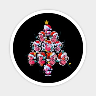 Christmas Tree Cute Funny Santa  Flamingo Magnet